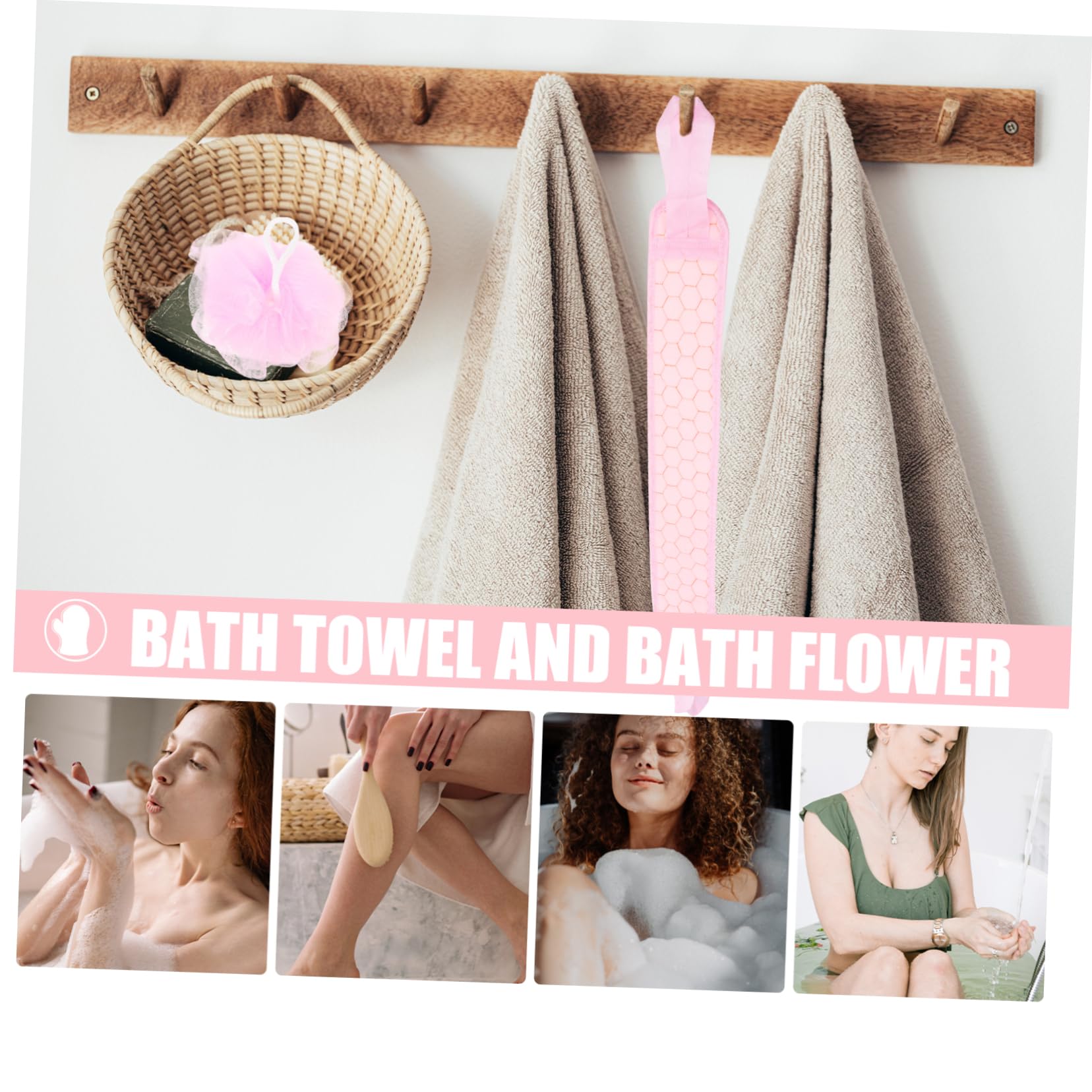 minkissy 5 Juegos juego de toallas de baño de tres piezas correa exfoliante de espalda accesorios de baño guantes depurador de toalla de baño portátil Cuerpo traje de tres piezas