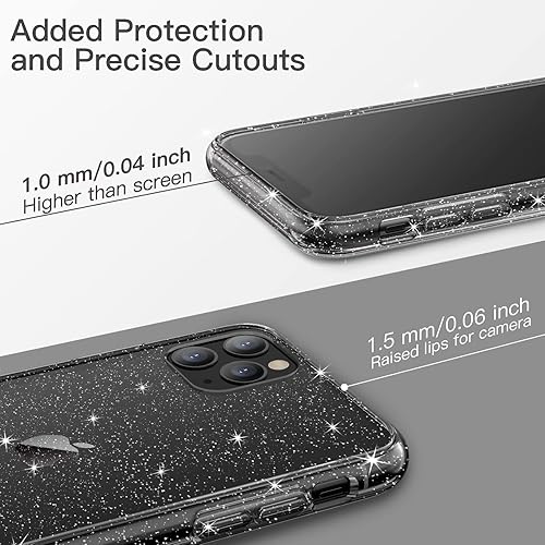 Miniatura 7 de JETech Funda con purpurina para iPhone 11 Pro, 5.8 pulgadas, a prueba de golpes, bonita funda brillante para mujeres y niñas (negro)