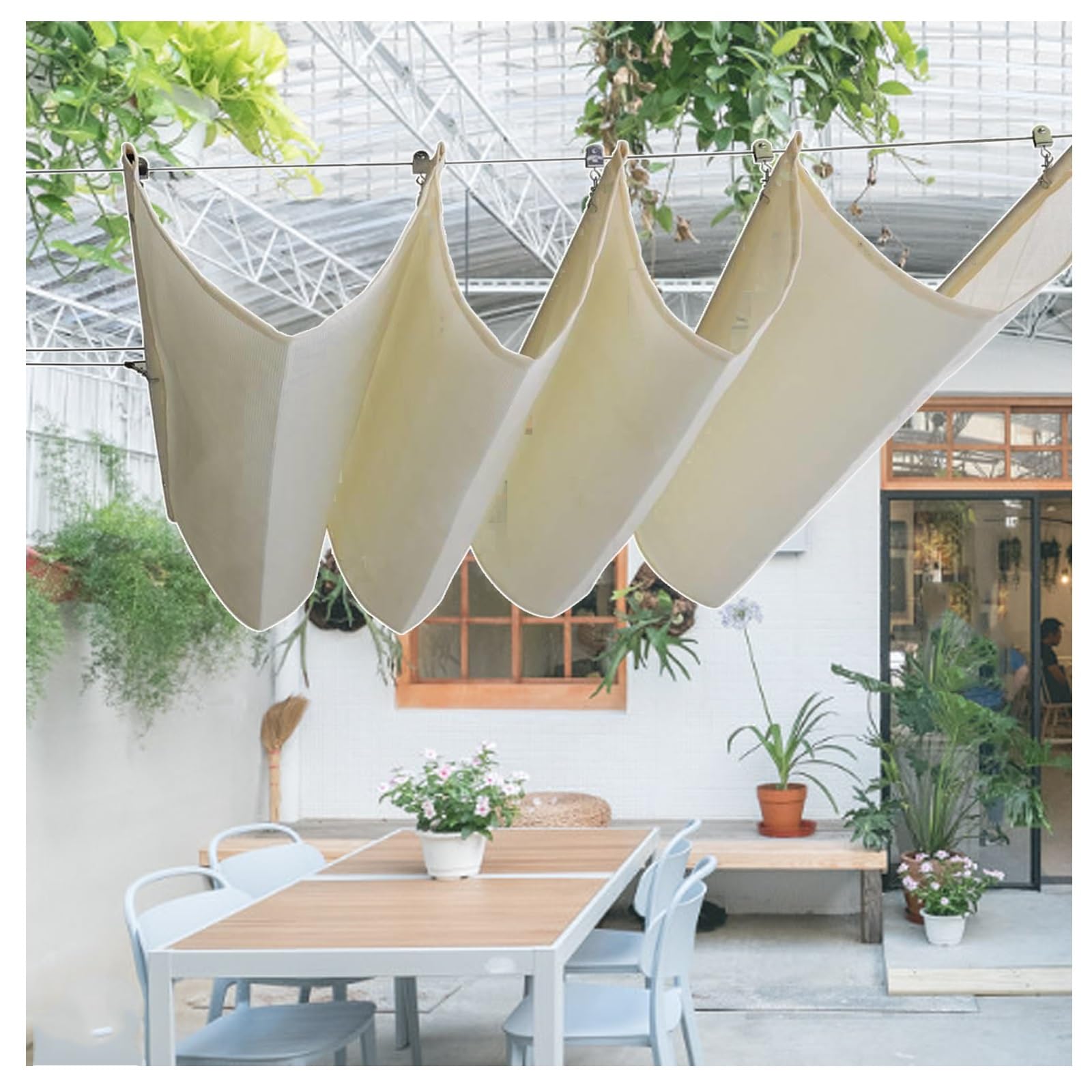 Voile d'ombrage rétractable anti-UV pour pergola et terrasse en brique