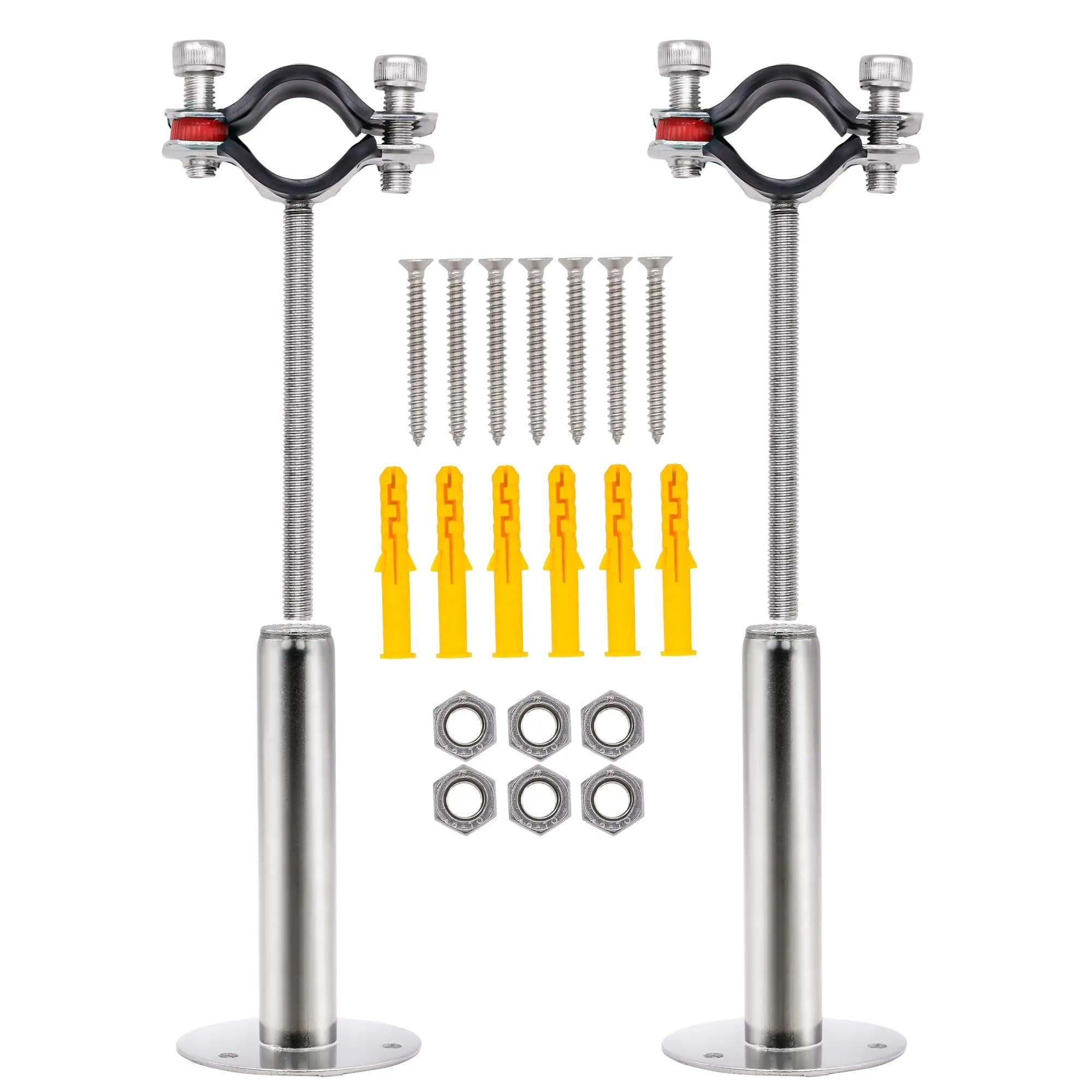 Bgnehrfl One Color Pipe Hanger, 2Pcs 304 Stainless Steel Rubber Lined Adjustable Clamp Fits 15-108Mm Tube(15-19Mm)