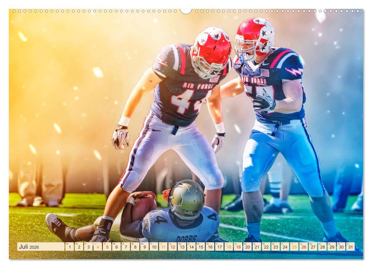 American Football - Fight (hochwertiger Premium Wandkalender 2026 DIN A2 quer), Kunstdruck in Hochglanz: American Football, Teamsport der ... in Wasserfarben-Technik. (CALVENDO Sport)