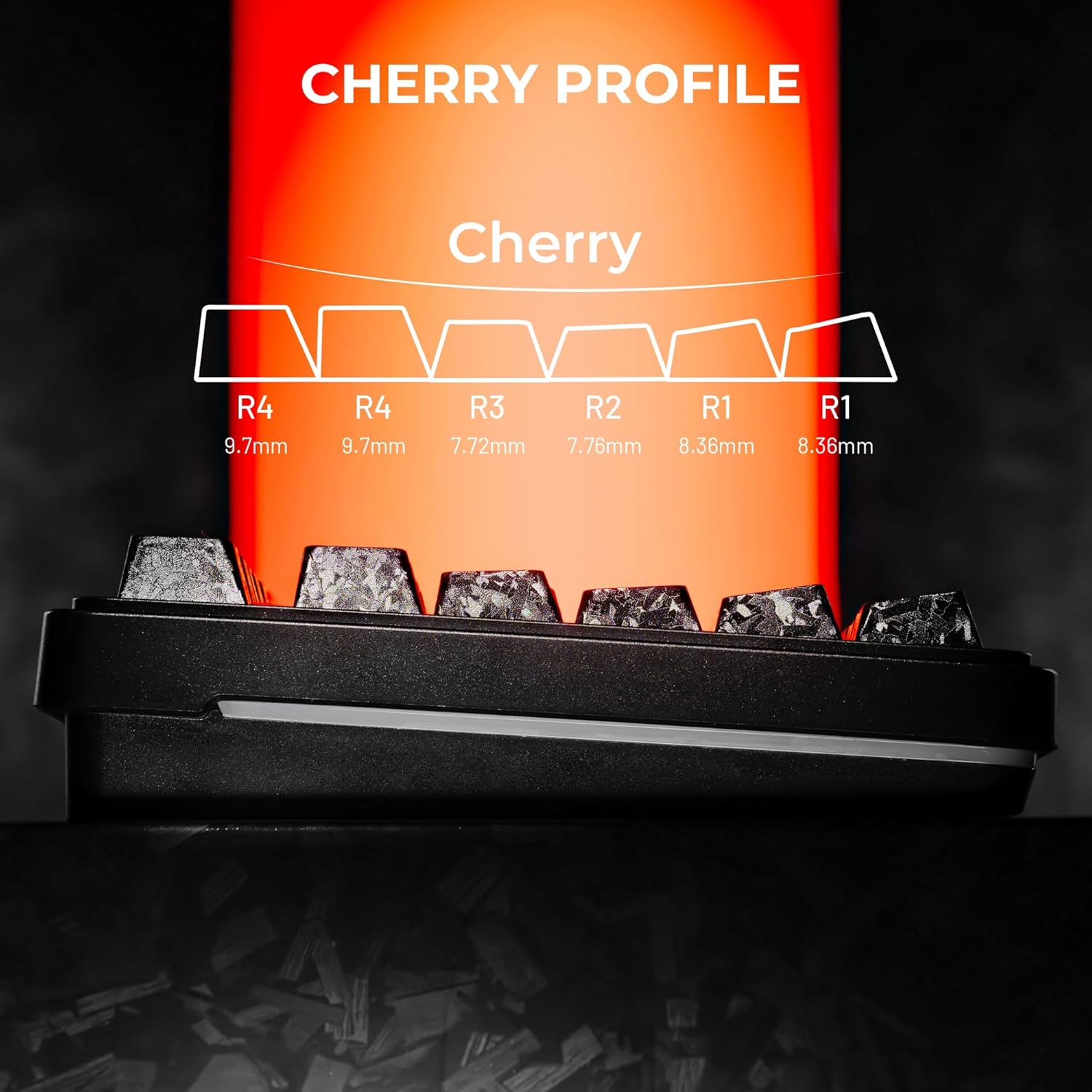 XVX Black Keycaps, Forged Carbon-Look Cherry Profile Keycap Set, 119-Key Keyboard Keycaps Compatibility with ANSI Layout MX Switches Mechanical Keyboard
