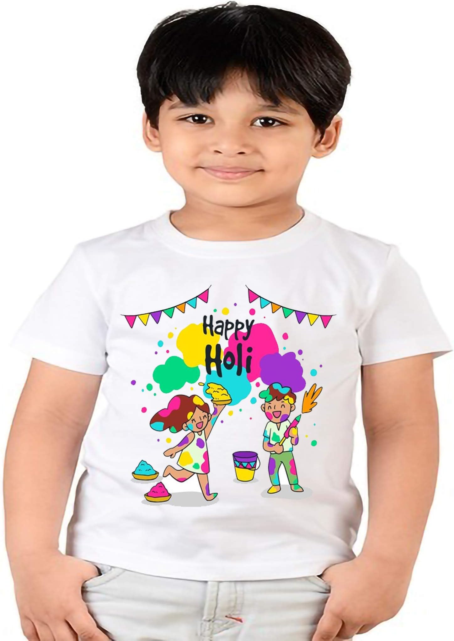 FUN2SHH Happy Holi T-Shirts for Kids/Children's (Unisex)
