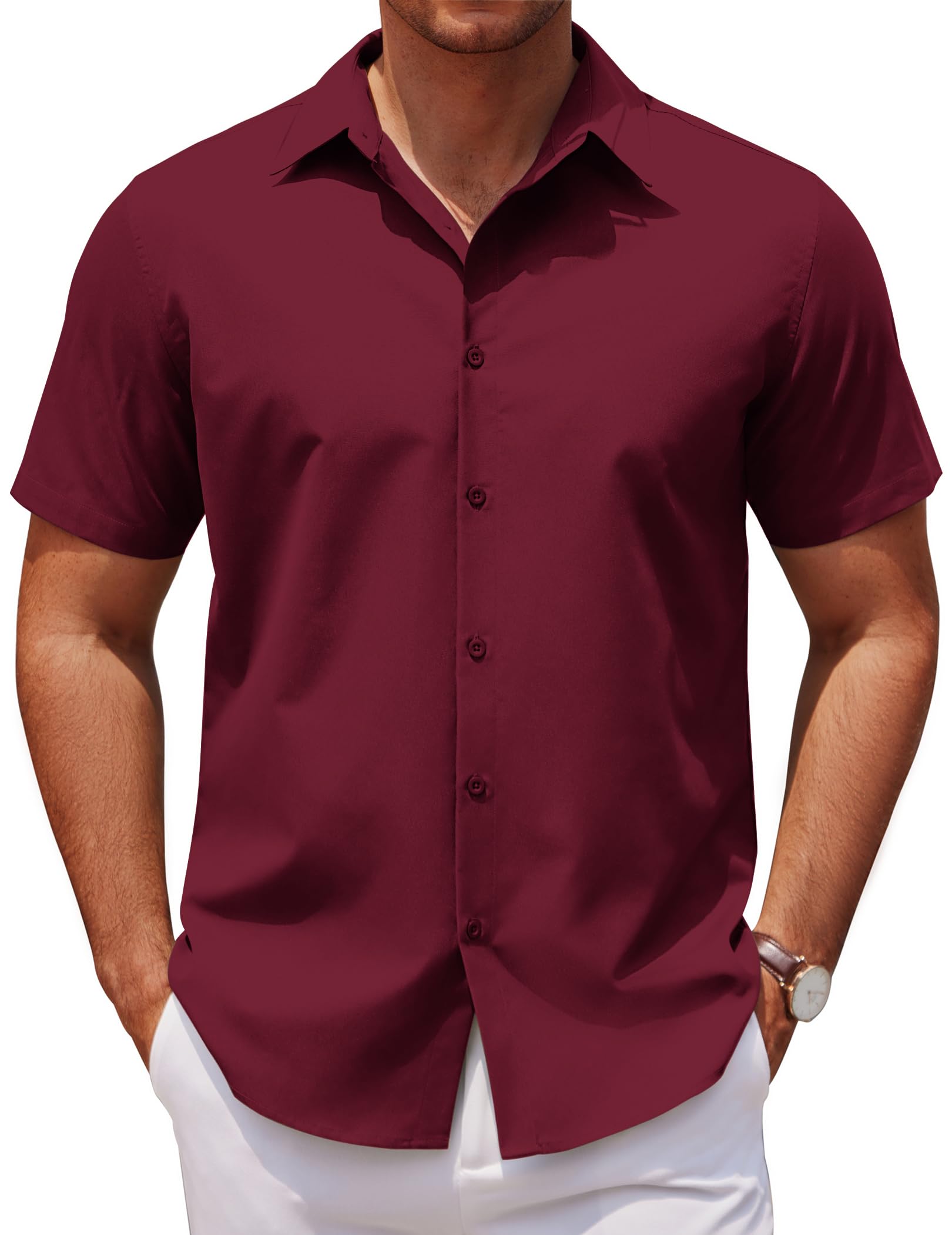 COOFANDY Men's Short Sleeve Summer Shirt Business Shirt Casual Shirt Short Sleeve Shirt Suit Shirt Office Shirt Button Down Shirt Plain Regular Fit
