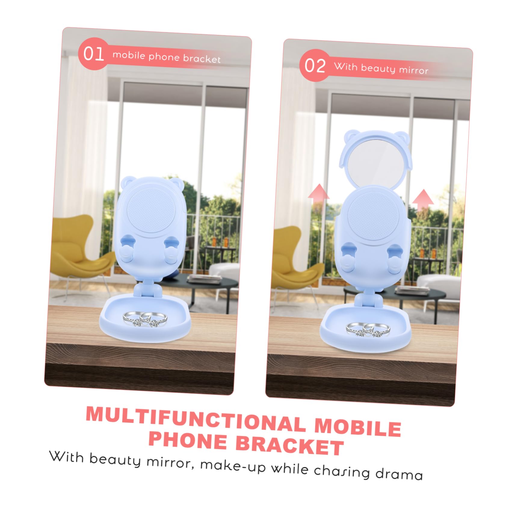 Veemoon Soporte para Teléfono Móvil Soporte para Teléfono Espejo de Belleza de Escritorio Hogar Oficina