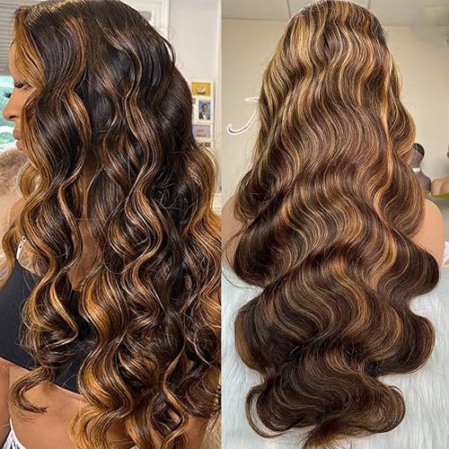 IUPin P4/27 Highlight Lace Front Wig, Honey Blonde, 13x4, Human Hair, Wear and Go, Glueless, 180% Density, 22 Inch