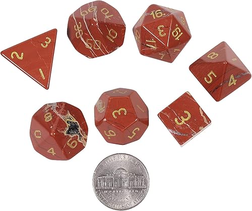 Miniatura 8 de rockcloud Kambaba Jasper DND - Juego de 7 dados poliédricos hechos a mano con piedra de cristal curativo con caja de dados para juegos de mesa RPG