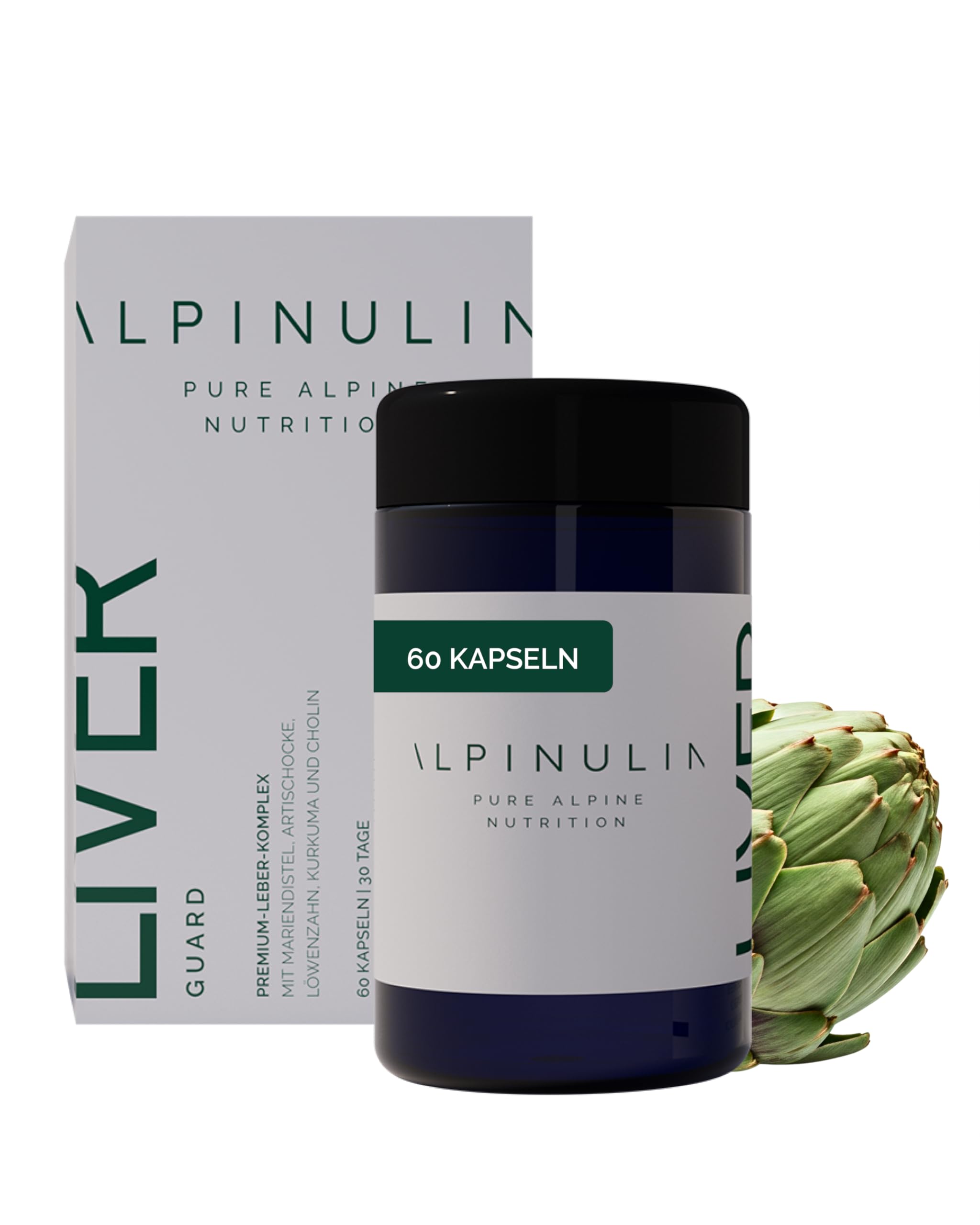 Alpinulin Liver Guard Leber-Komplex Kapseln 60 Stk. vegan - Mit Mariendistel, Artischocke, Löwenzahn, Kurkuma & Alpha-Liponsäure, Enthält Cholin - trägt zur Erhaltung einer normalen Leberfunktion bei
