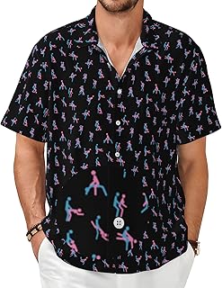 Funny Shirts for Men,Novelty Men's Hawaiian Shirts Short Sleeve Button Up Shirt Men Beach