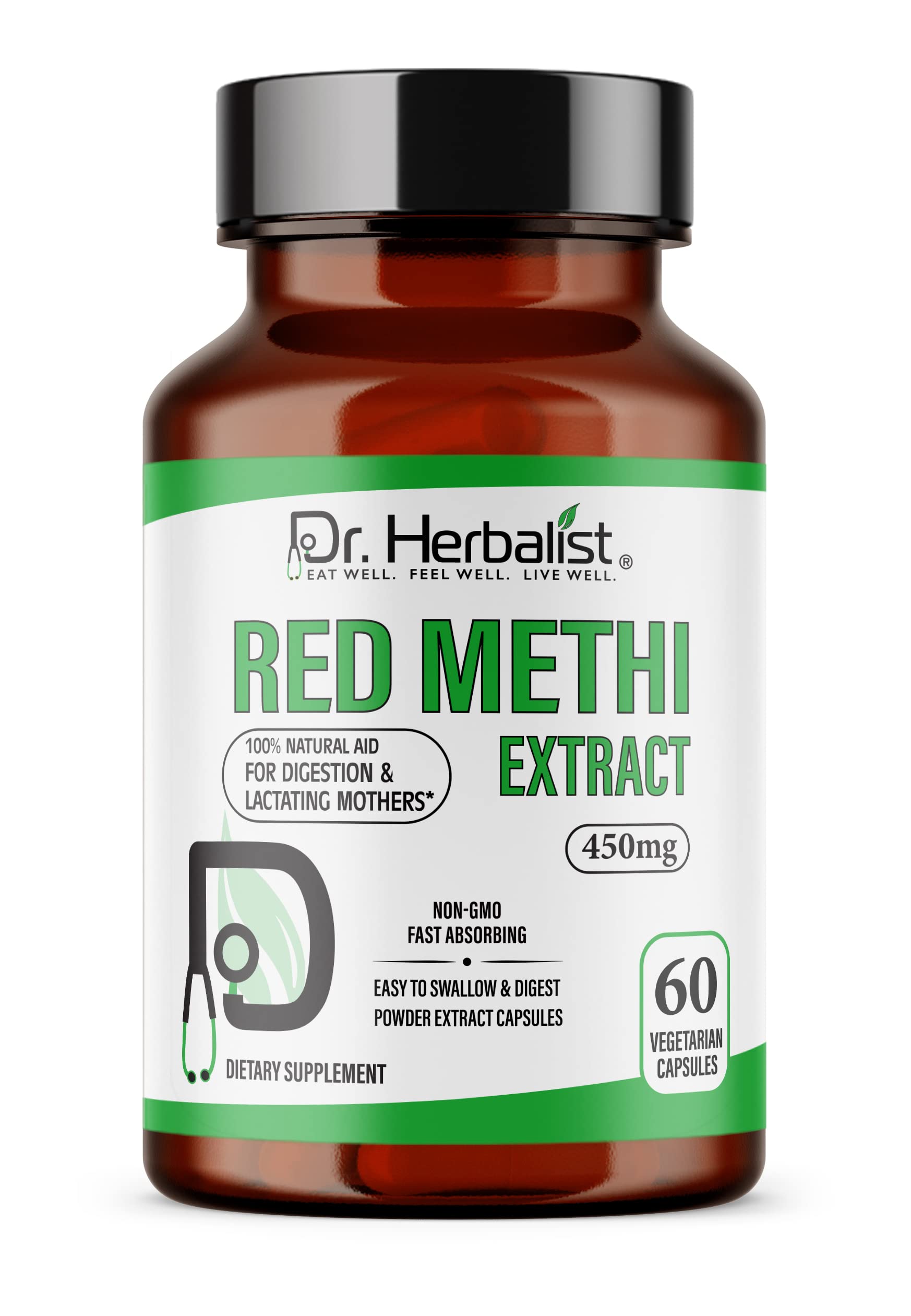 Dr. HERBALISTRed Methi 450mg Dietary Supplement 60 Vegetarian Capsules