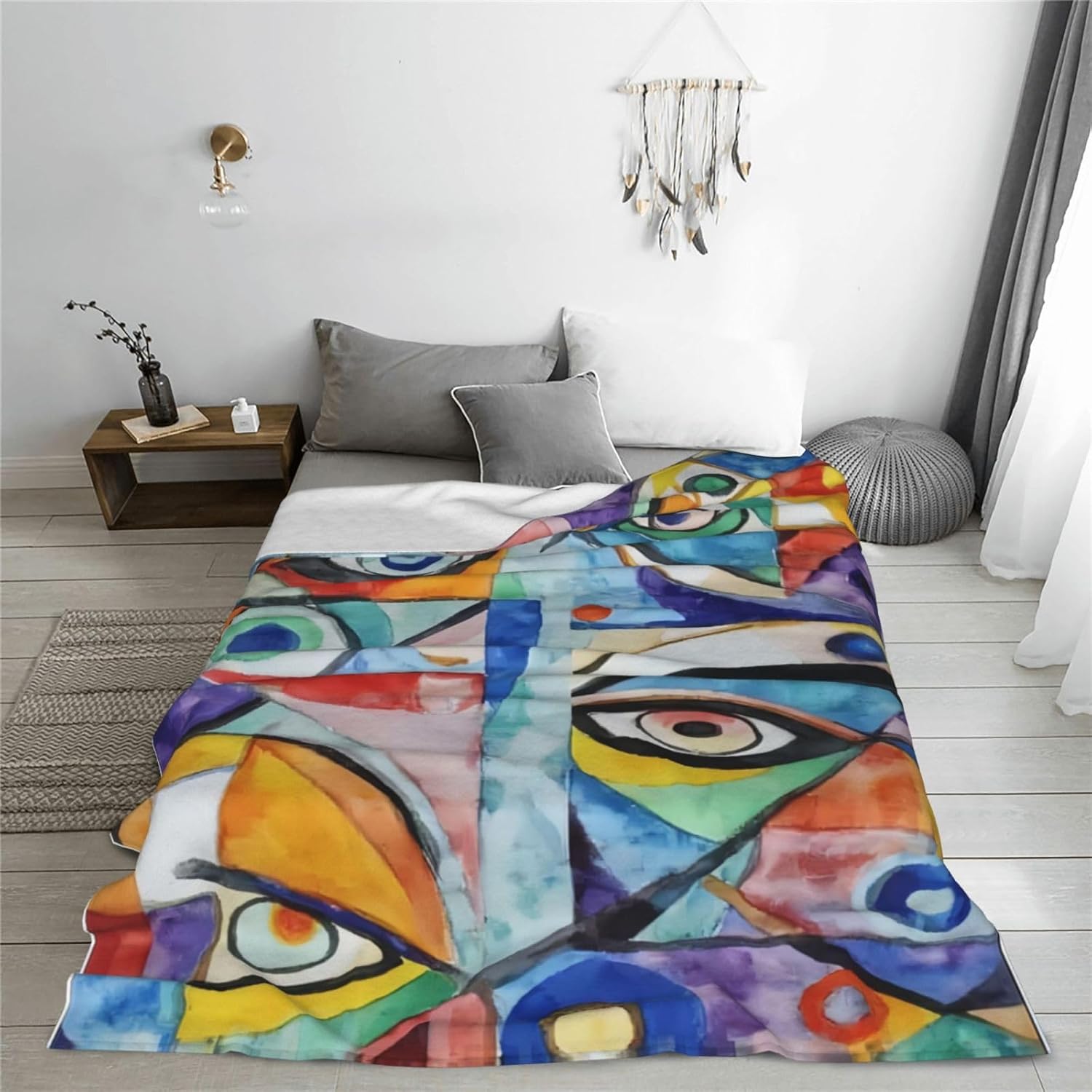 Abstract Throw Blanket Soft Flannel Blanket 60"x50" in Bed Blanket Home Decor for Room Sofa Couch All Season