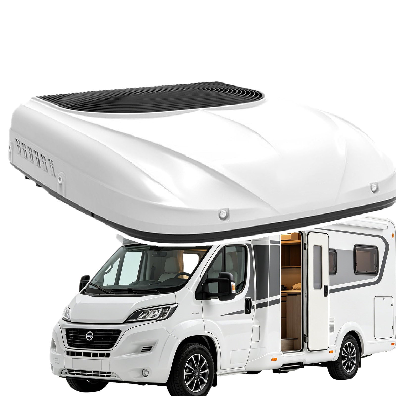 Sushangmao White Rv Rooftop Air Conditioner 12V/24V, Dc Truck Cab Air Conditioner For Motorhomes, Campers, Vans, Buses And Semi Trucks, Low-Noise Truck Air Conditioning With Remote -12V