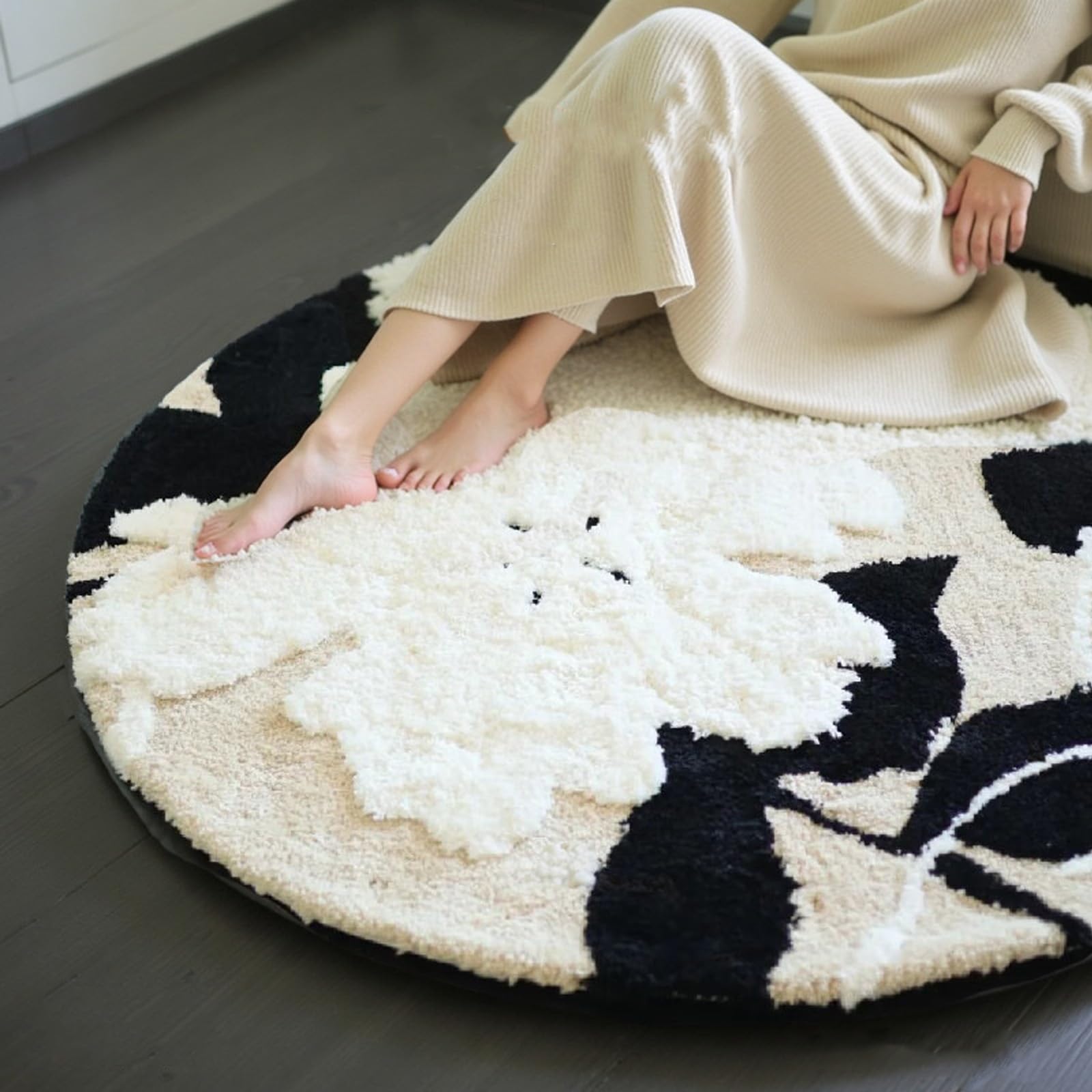 Tapis de coureur stéréo irrégulier shaggy et antidérapant de 120cm pour chambre