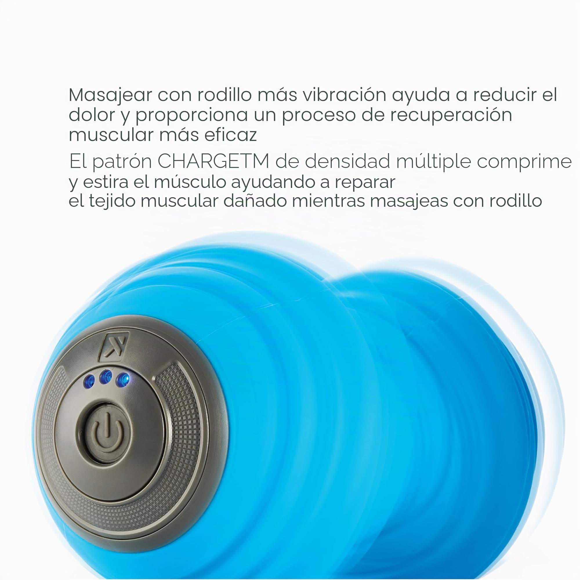 TRIGGERPOINT Charge Vibe - Rodillo de Espuma portátil de Tres velocidades | Azul; 17 x 10 cm; liberación muscular dirigida; 3 niveles de vibración con patrón GRID; inalámbrico; 2 horas de carga