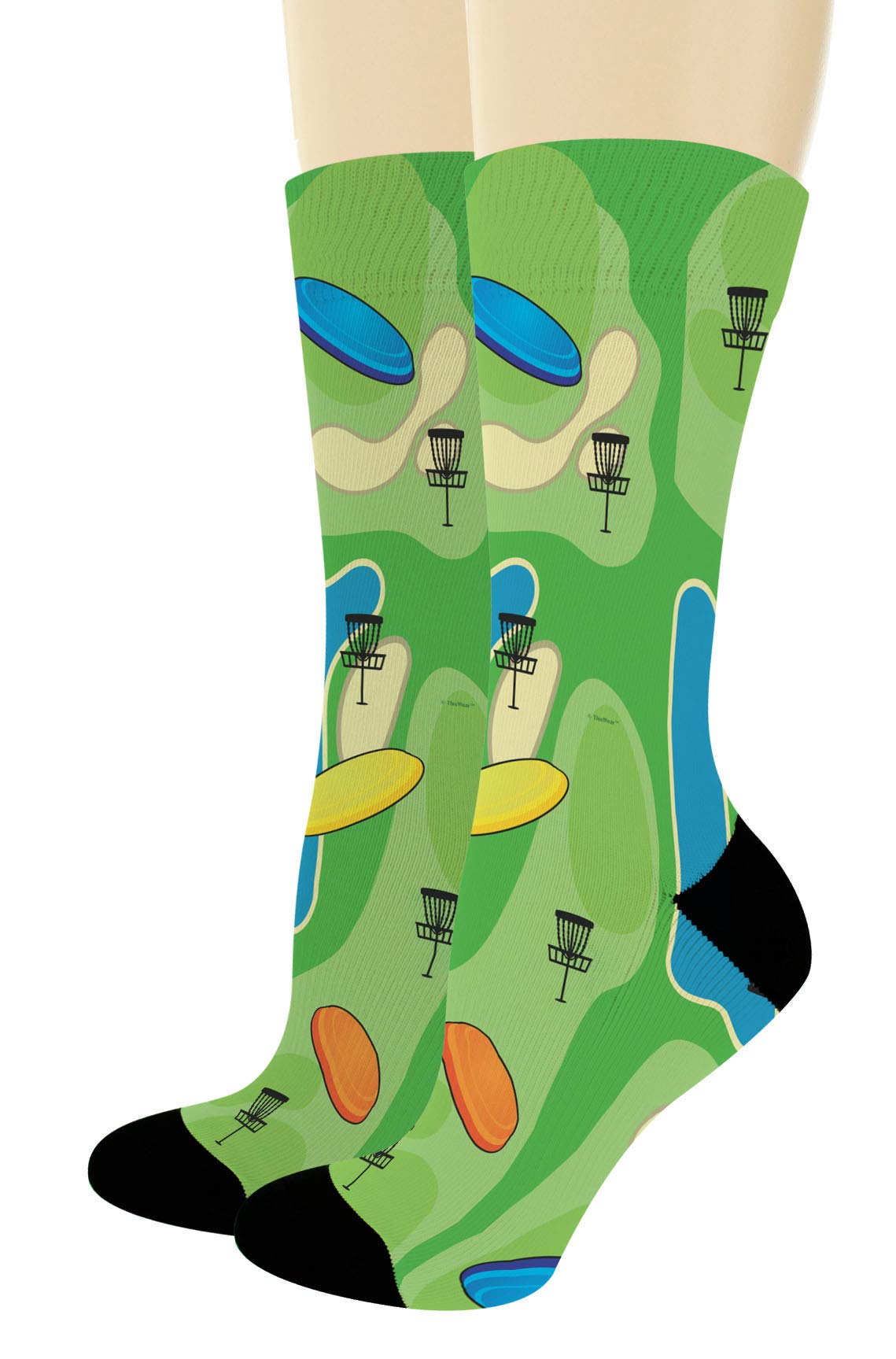 ThisWearSports Gifts for Men Disc Golf Socks Disc Golf Accessories Novelty Crew Socks, Multi, One size