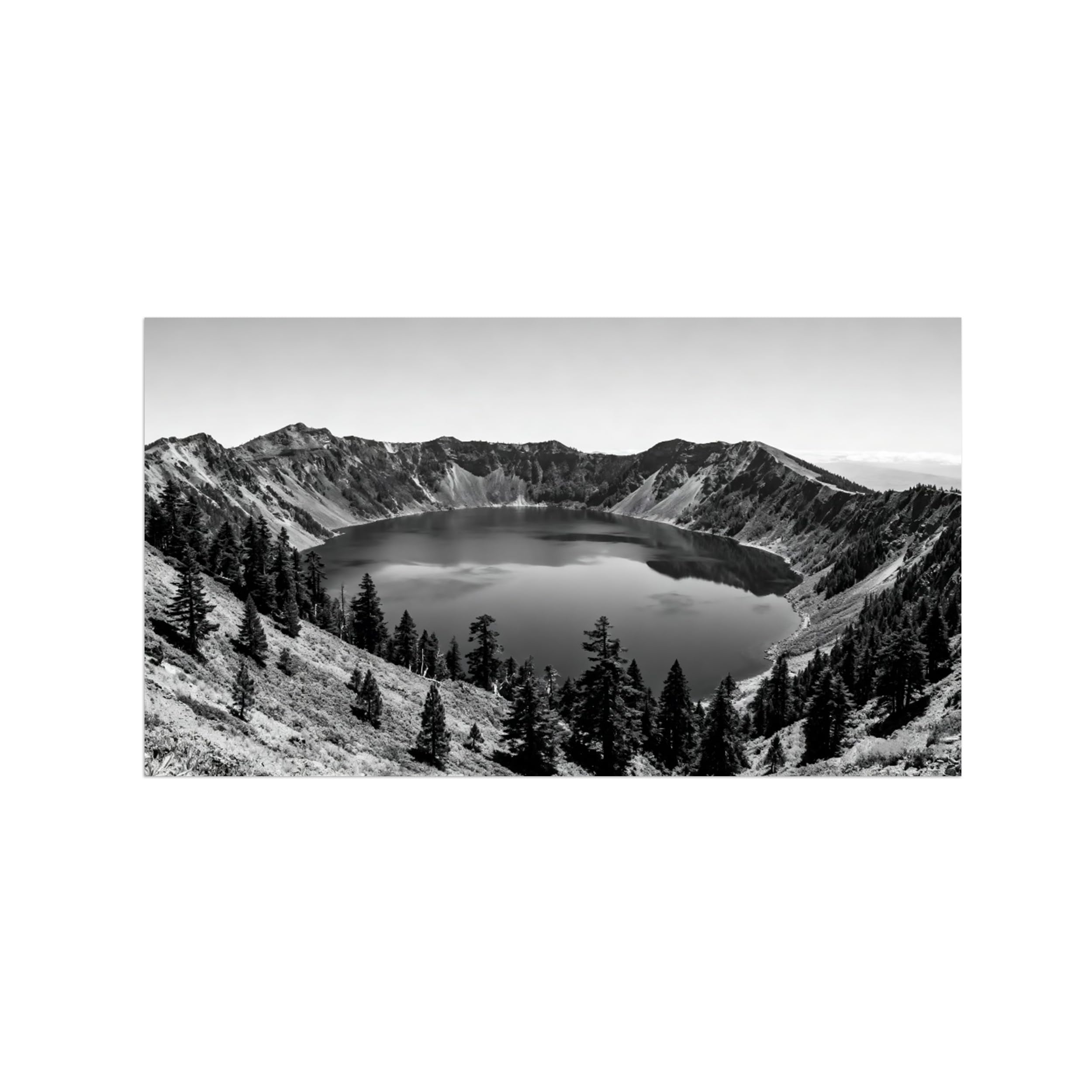 Lake Tree No.4 Black White Landscape Wall Art Prints 70x125cm Unframed