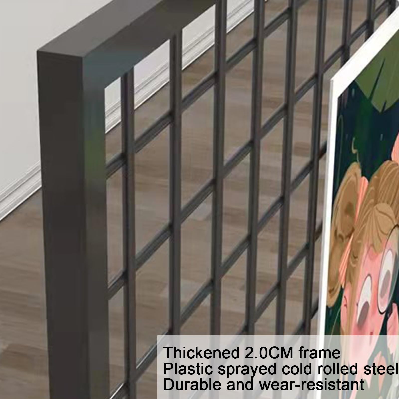 YJEUZCD Folding Room Screen Divider, Freestanding Gridwall Panel Display Stand, Movable Grid Wall Panels, Room Privacy Screen Divider, Craft Show Retail Display Rack (Color : Black, Size : 4pcs-31.4