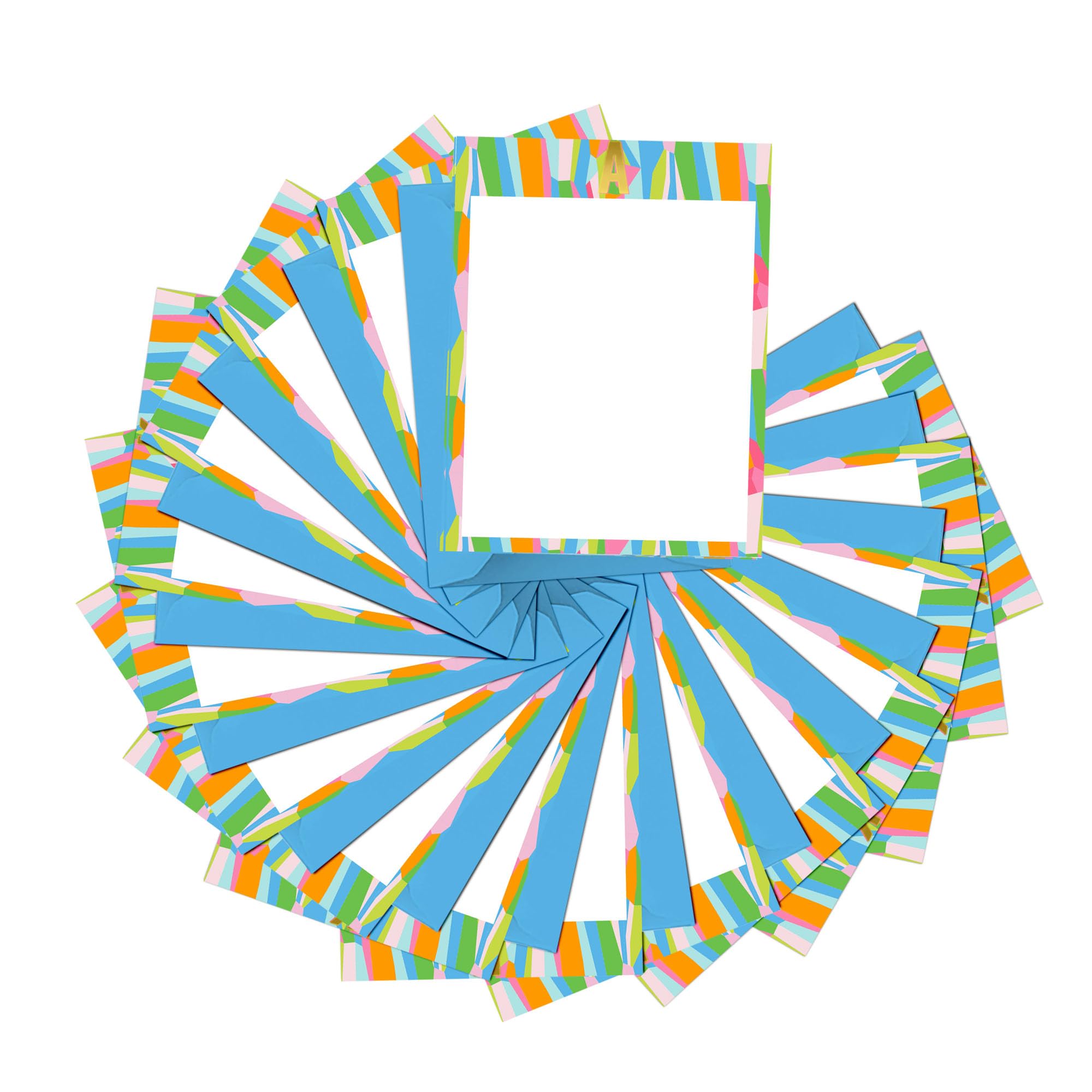 Monogram A Colorful Floral 5 x 7 Cardstock Initial Greeting Notecard Stationery Pack of 16