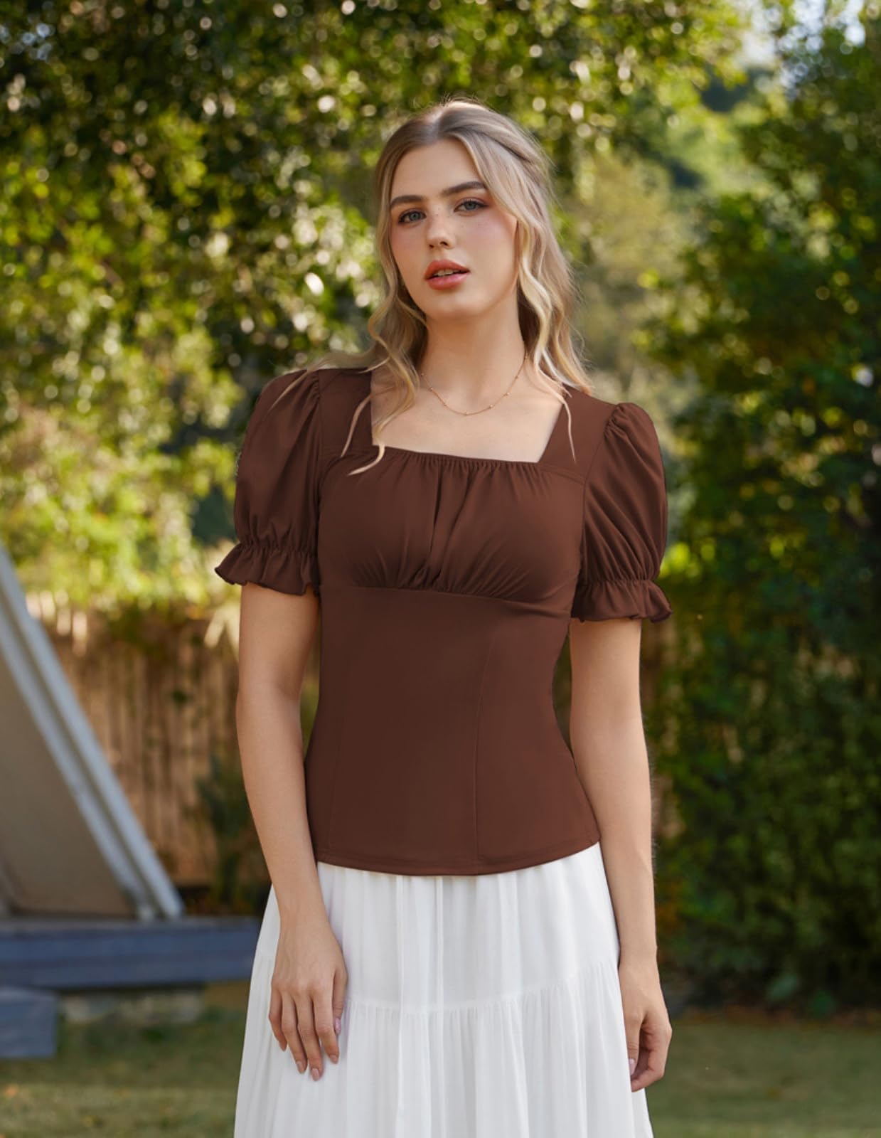 Scarlet Darkness Chemise Renaissance à manches bouffantes et col carré pour femme