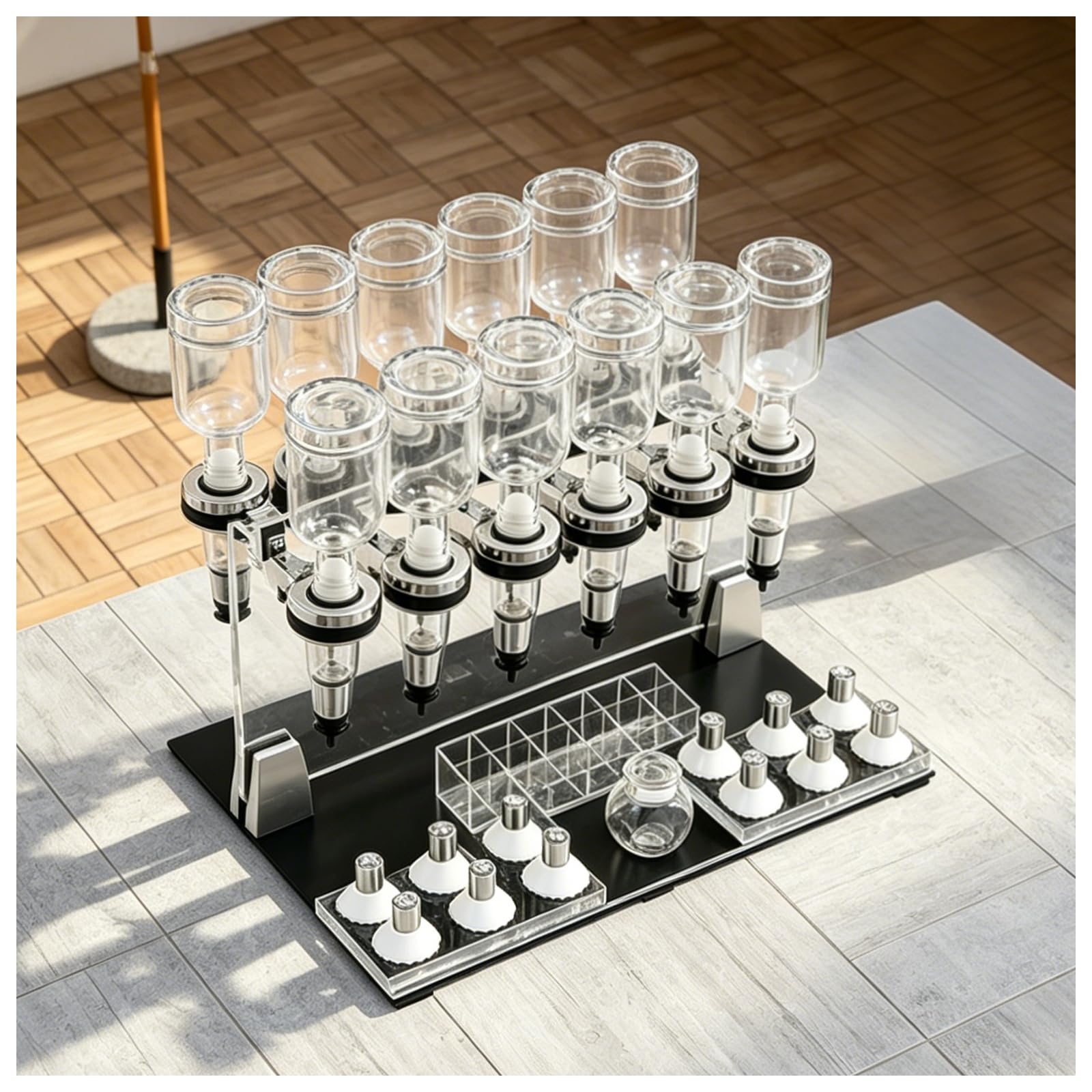 ZHENYUWANG Manual Perfume Filling Machine, Desktop Liquid Filling And Dispensing Kit, Including Glass Bottles (200ml), Manual Perfume Delivery Pump