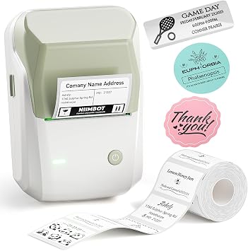 NIIMBOT B1 Label Maker, 2Inch Bluetooth Label Printer for Home, Green | Label Maker Machine Support Smartphones & PC for Small Business, School, Office, Came with 1 Roll White Label2x1.2