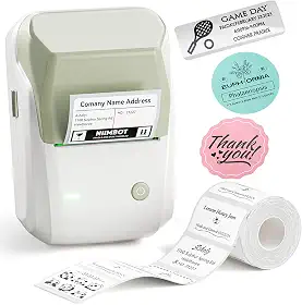 NIIMBOT Máquina de etiquetar B1 com fita, impressora térmica de etiquetas fácil de usar para escritório, casa, negócios, etiquetadora de 5 cm com etiquetas de 5 x 3,5 cm - 230 peças/rolo