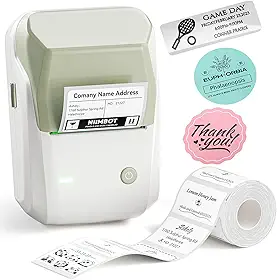 NIIMBOT Máquina de etiquetar B1 com fita, impressora térmica de etiquetas fácil de usar para escritório, casa, negócios, etiquetadora de 5 cm com etiquetas de 5 x 3,5 cm - 230 peças/rolo