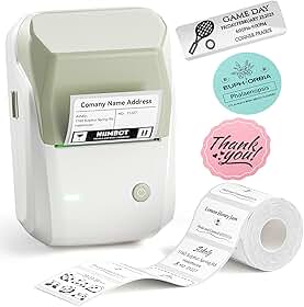 NIIMBOT Máquina de etiquetar B1 com fita, impressora térmica de etiquetas fácil de usar para escritório, casa, negócios, etiquetadora de 5 cm com etiquetas de 5 x 3,5 cm - 230 peças/rolo