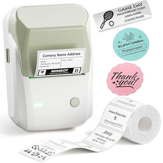 NIIMBOT B1 Label Maker, 2 Inch Bluetooth Thermal Label Printer Easy to Use for Office, Home, and Business, with 2x1.18 Inch Labels | Inkless | Support Android, iOS & Windows | 203DPI | Light Green
