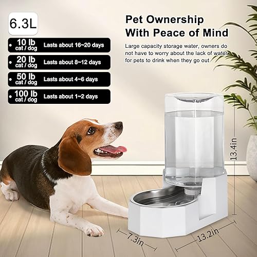 Miniatura 2 de RIZZARI Bebedero automático de acero inoxidable por gravedad para mascotas, alimentador de agua angular con bordes, 100% libre de BPA, seguro y de