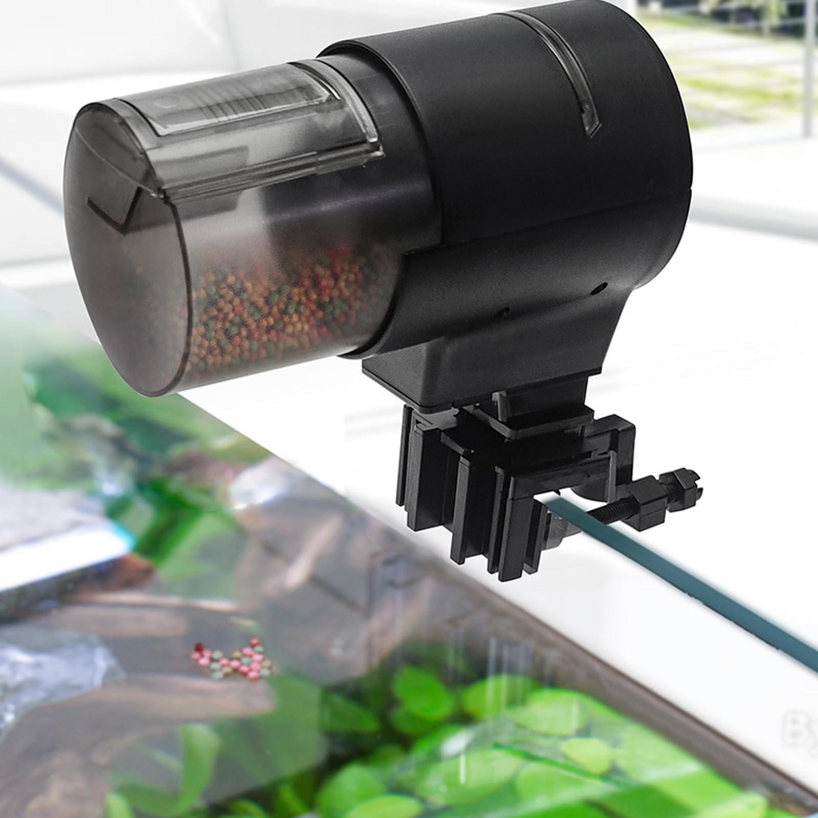 Mangiatoia Automatica per Pesci, WiFi Smart Timing Dispenser di Cibo per Pesci Alimentatore con Timer Regolabile Alimentatore con Timer per Le Vacanze con Cavo di Ricarica USB per Acquario