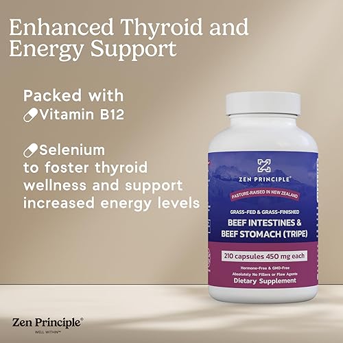 Miniatura 6 de Zen Principle Suplemento para intestinos de carne alimentada con pasto con estómago (corto), apoya la salud digestiva y el equilibrio intestinal,