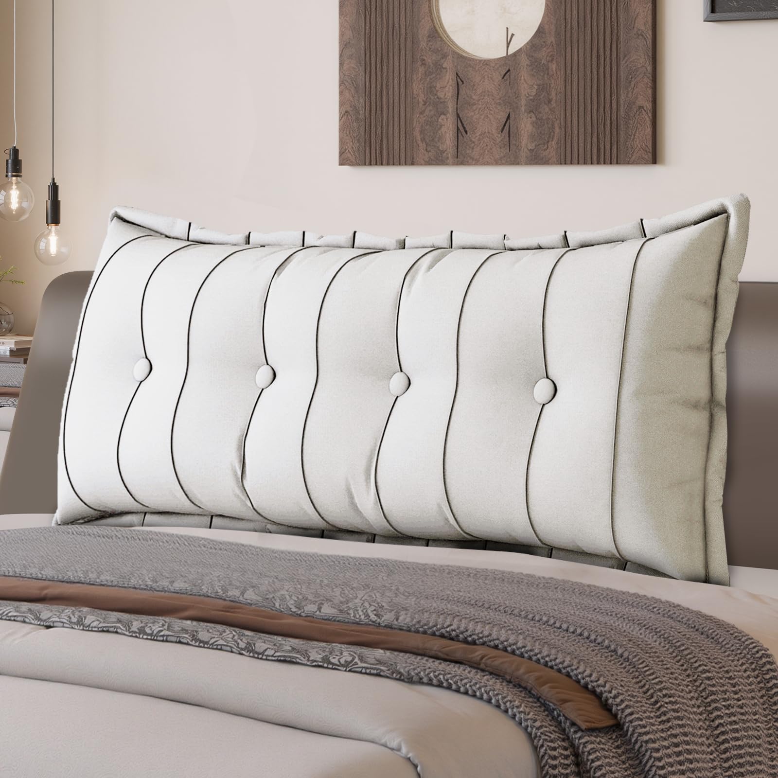 Almohada Grande para cabecero de Cama, Almohada de Lectura para Sentarse en la Cama, Respaldo Almohada para Apoyo y posición cómoda en la Cama, sofá, con Funda extraíble