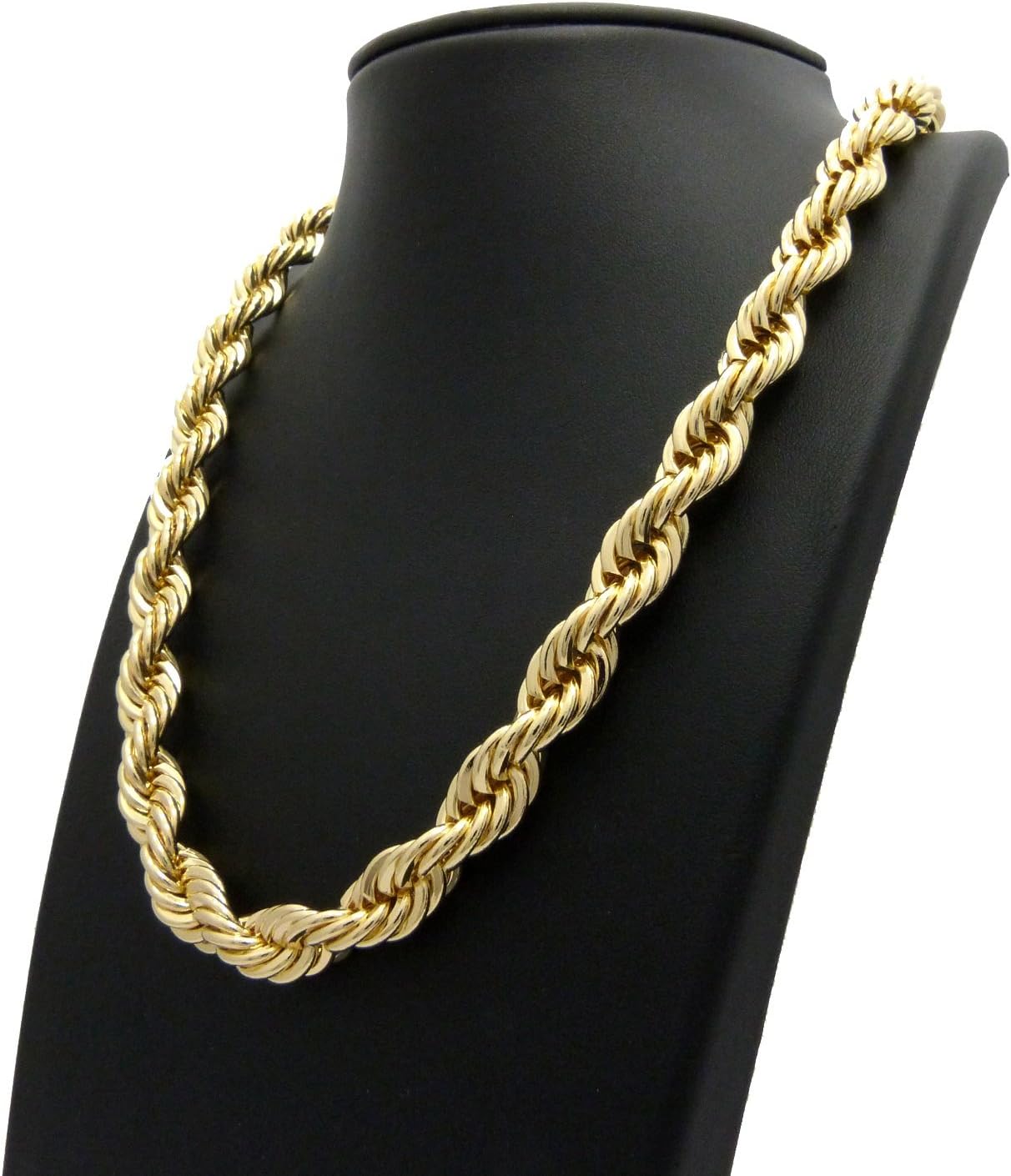Fashion 21 Hip Hop 80' Unisex Rapper's 8, 10, 12mm Hollow Rope Chain Necklace in Gold, Silver Tone - Image 4