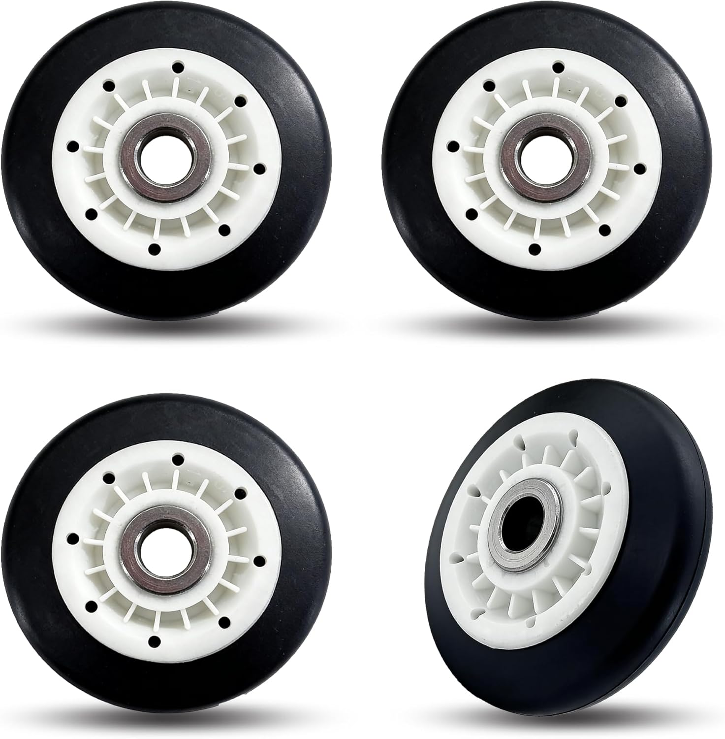 4581EL3001E Dryer Drum Support Roller Kit 4-Pack, Roller Replacement Parts Compatible with LG Ken-more Dryers, Replaces 4581EL3001A, 4581EL3001F, AP5669956, PS7321740