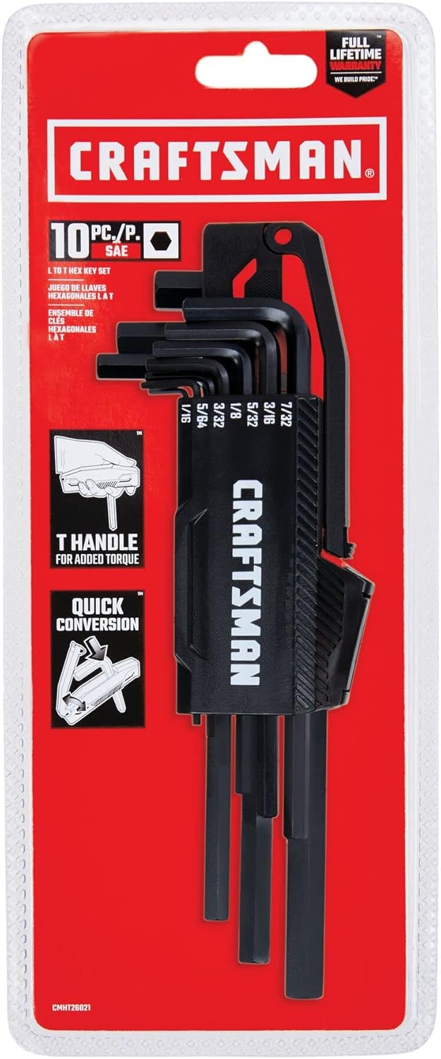 Craftsman 10-Piece SAE Hex Key Set, Black, Steel