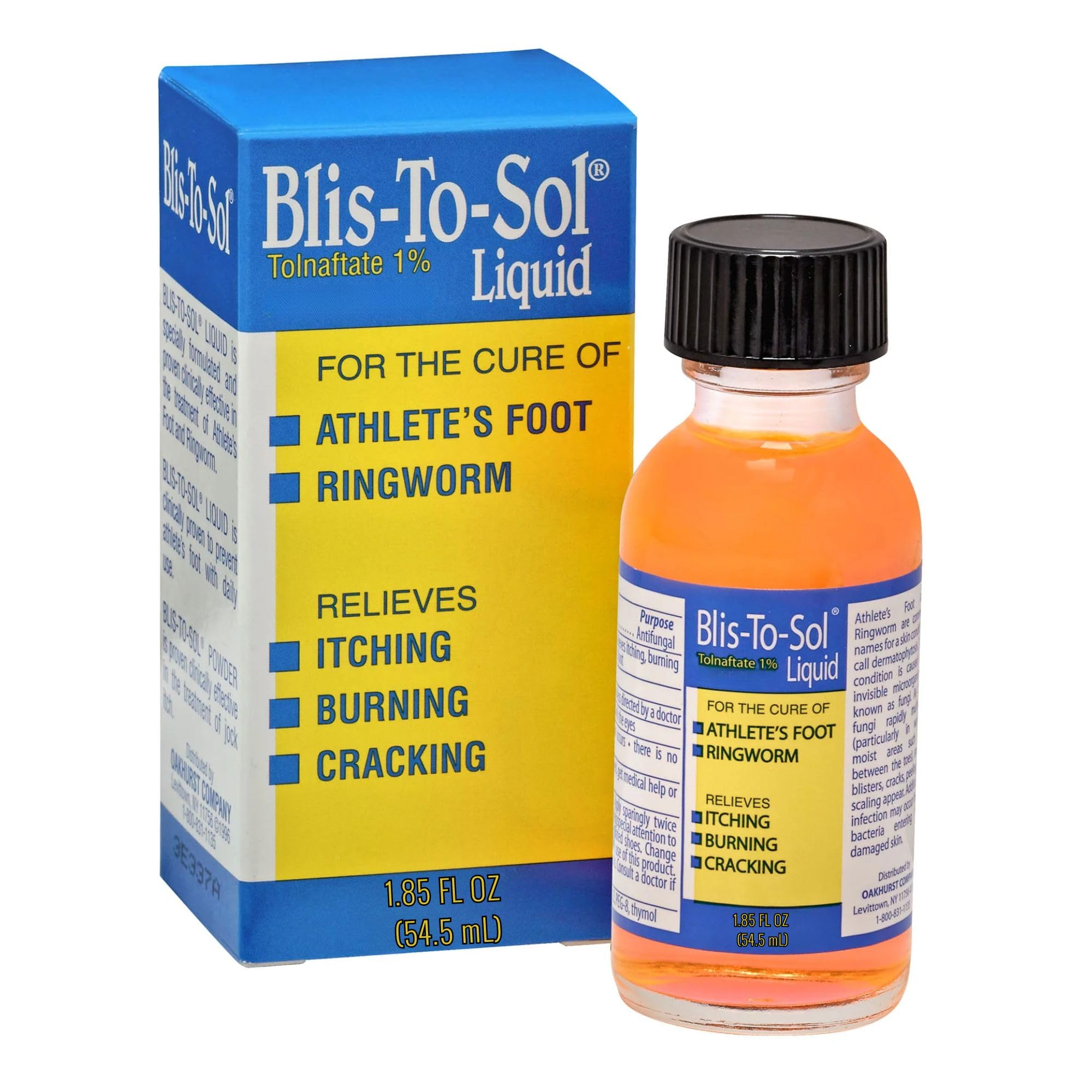 Blis-to-Sol Liquid Tolnaftate 1% Helps Soothe Burning and Cracking – Easy Application, Non-Oily Formula for Use on Cracked Heels, Skin, Fingers, Feet,