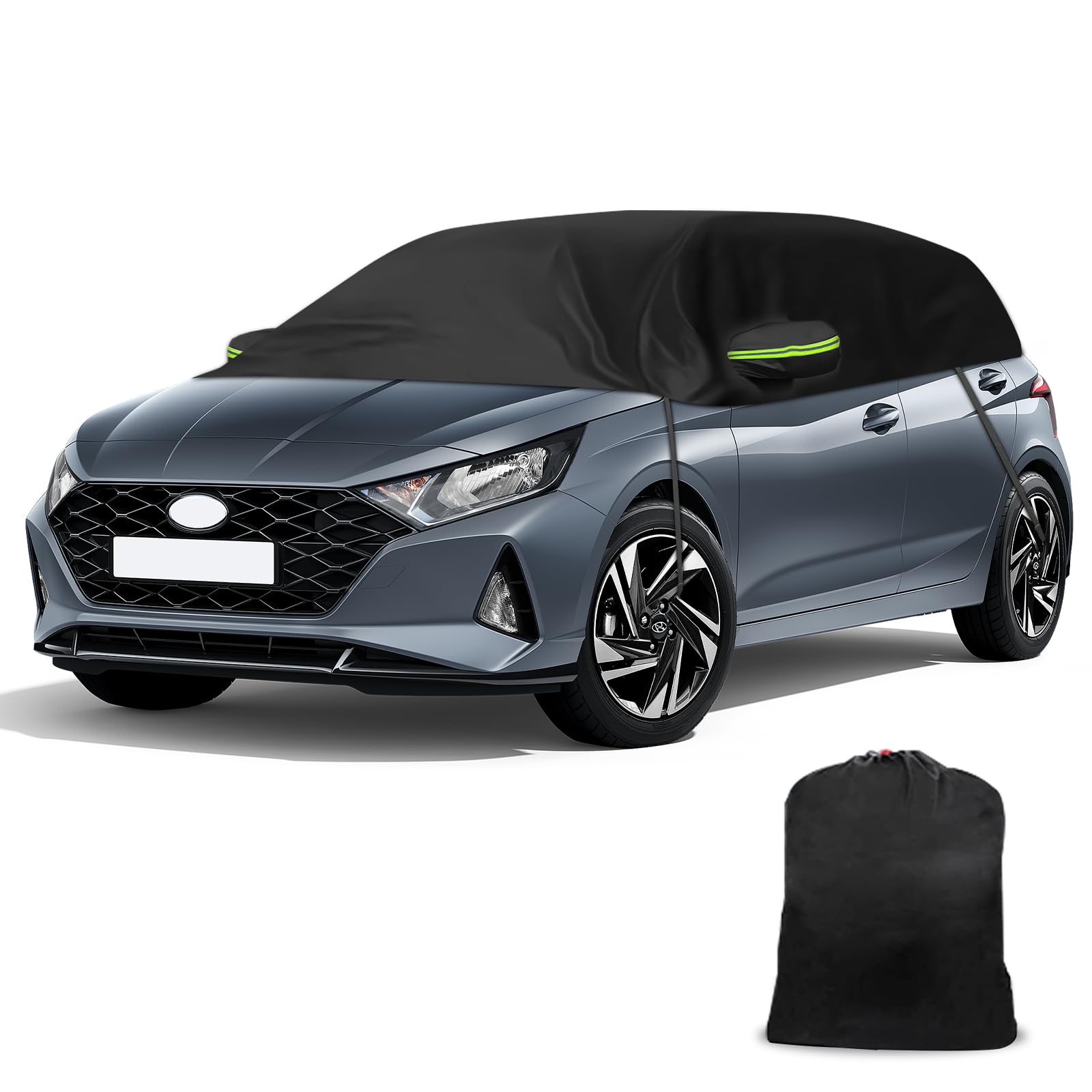 Copertura Auto Impermeabile Sostituzione per Hyundai i20 2008-2025, Copriauto Metà Morbida per Tetto Auto, Mezzo Garage Telone, Copertura Antivento per Tutte Stagioni, Resistente raggi UV