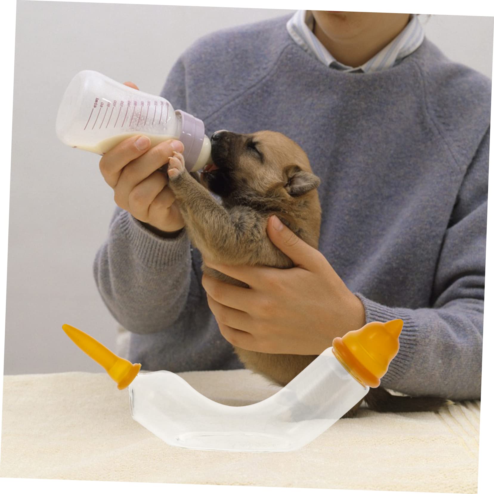 Happyyami 4 Juegos Dispositivo alimentación Mascotas Cachorro petg biberones recién Nacido Herramienta alimentación Mascotas chupetes Suministro Alimentos para Mascotas Vidrio