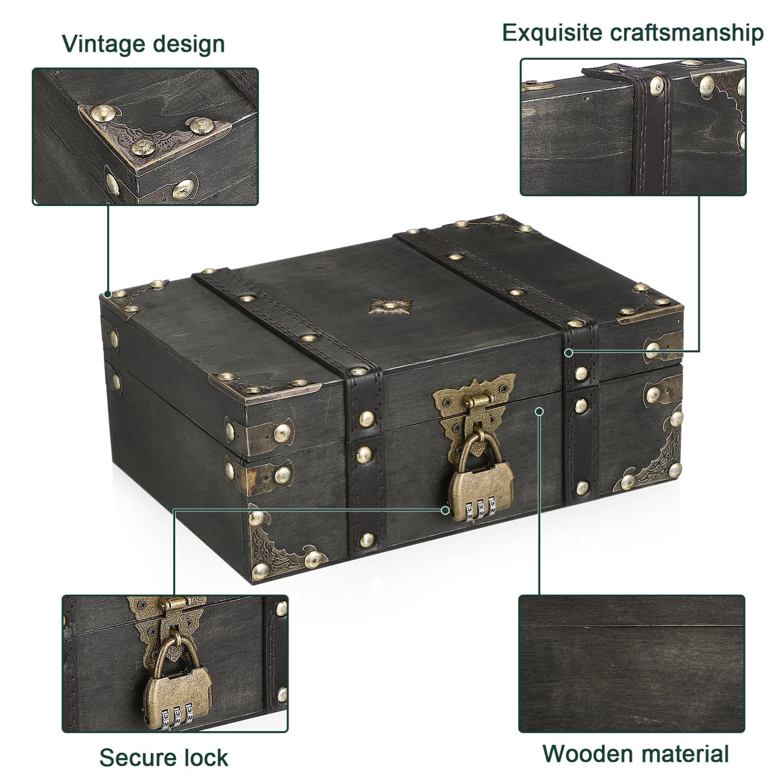 SOIMISS Vintage-schmuckschatulle Für Damen Abschließbares Schmuckkästchen Mit Zahlenschloss Ästhetische Schmuckaufbewahrung Aus Verbundmaterial Schmuckorganizer Für Schreibtisch Stauraum f