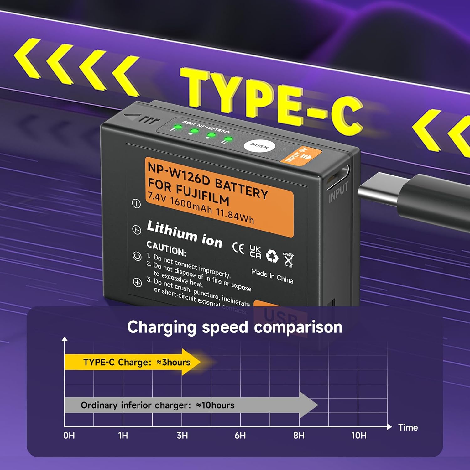 NP-W126s Battery for Fuji x100vi, X-T100, X-T200, X100F, X100V, X-S10, X-A5, X-A10, X-E3, X-E4, X-Pro2, X-Pro3, X-T1, X-T2, X-T3, X-T10, X-T20, X-T30, X-T30 II (2 Pack) - Image 8