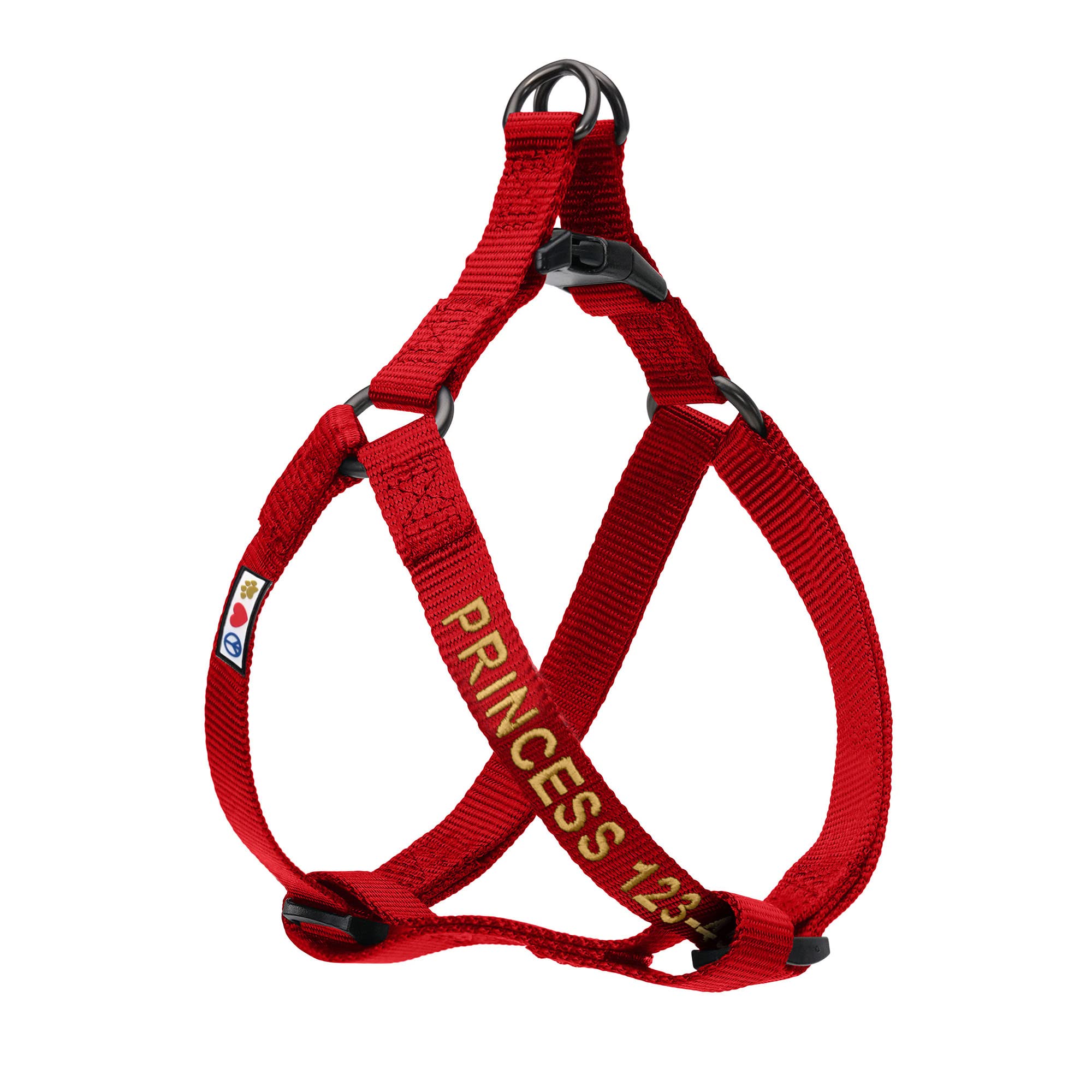 Pawtitas Personalized Dog Harness Dog Harness with Name Phone Number Puppy Harness Adjustable Customized Harness for Small Dogs Small Breeds & Puppy Red Small Dog Harness, Customized S (Pack of 1)