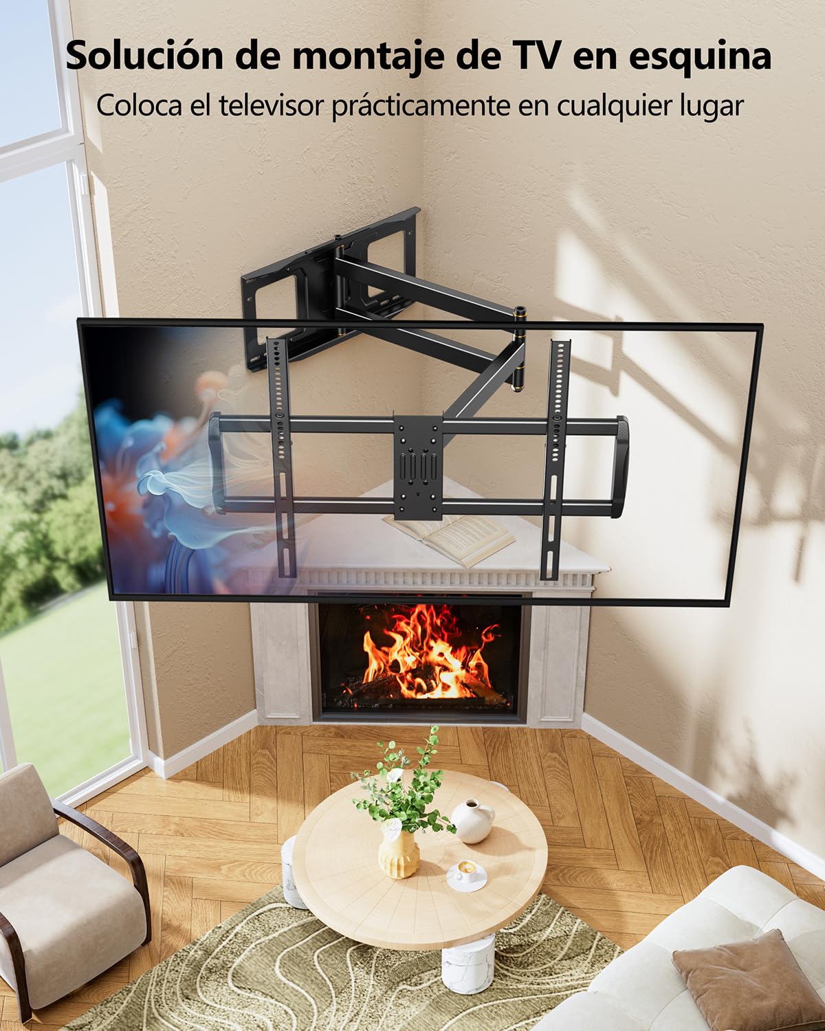 Soporte TV Pared con Brazo Largo de 1090 mm para Pantallas Planas y Curvas de 42-110 Pulgadas, Sujeción TV Pared Inclinable y Giratorio con Brazo Articulado VESA Máx 900x600 mm hasta 80 kg