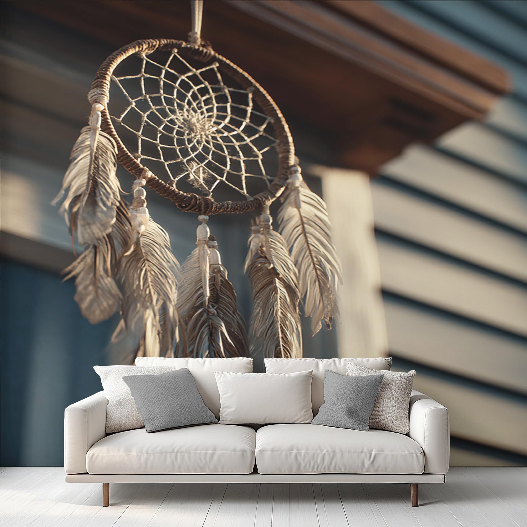 Generisch Fototapete Traumfänger Tapete 300 x 210 cm, Tapete Feder Modern Vliestapete Wallpaper Wandtapete für Wohnzimmer Schlafzimmer Sanierung Wandbilder Wanddeko D&O141