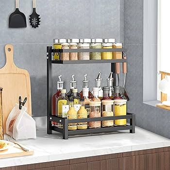 Amazon.co.jp: SVOHZAV 調味料ラック 2段 スパイスラック 多機能