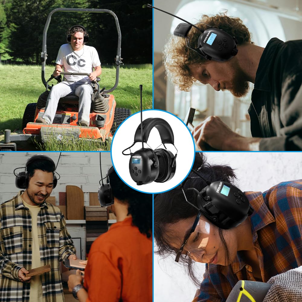 PROHEAR 033A (actualizado) Protección auditiva con radio DAB +/Bluetooth/FM, auriculares con radio con micrófono incorporado y reducción de ruido