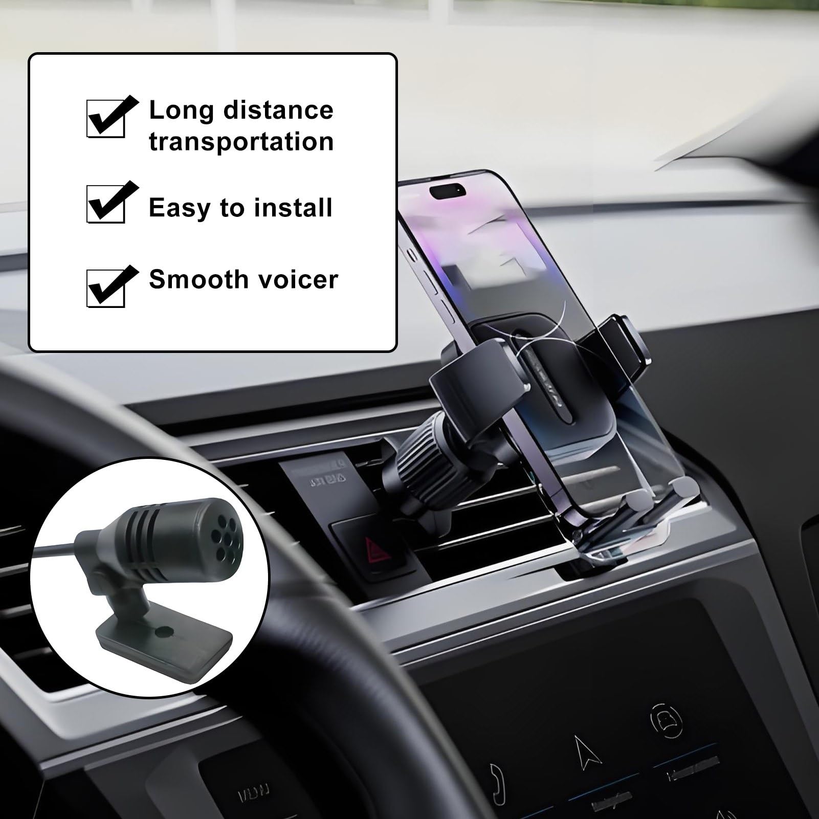 Microfono per Auto con Spugna Antirumore, Jack 3,5mm e 2,5mm, Clip di Montaggio, 3m di Cavo, Compatibile con Sony Pioneer Kenwood Boss JVC Jensen Alpine