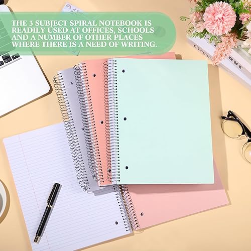 Miniatura 5 de Geyoga 4 cuadernos en espiral de 5 materias con cubierta de plástico de polietileno y divisores, cuaderno de espiral de plástico impermeable de 8.5