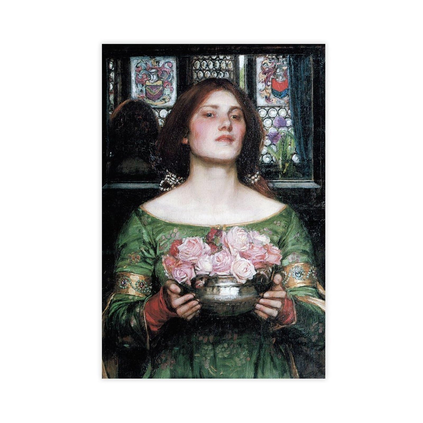 WCYB Gather Ye Rosebuds While Ye May by John William Waterhouse Posters Prints Canvas Deco Paintings Wall Art Unframe 24" L X 36" W