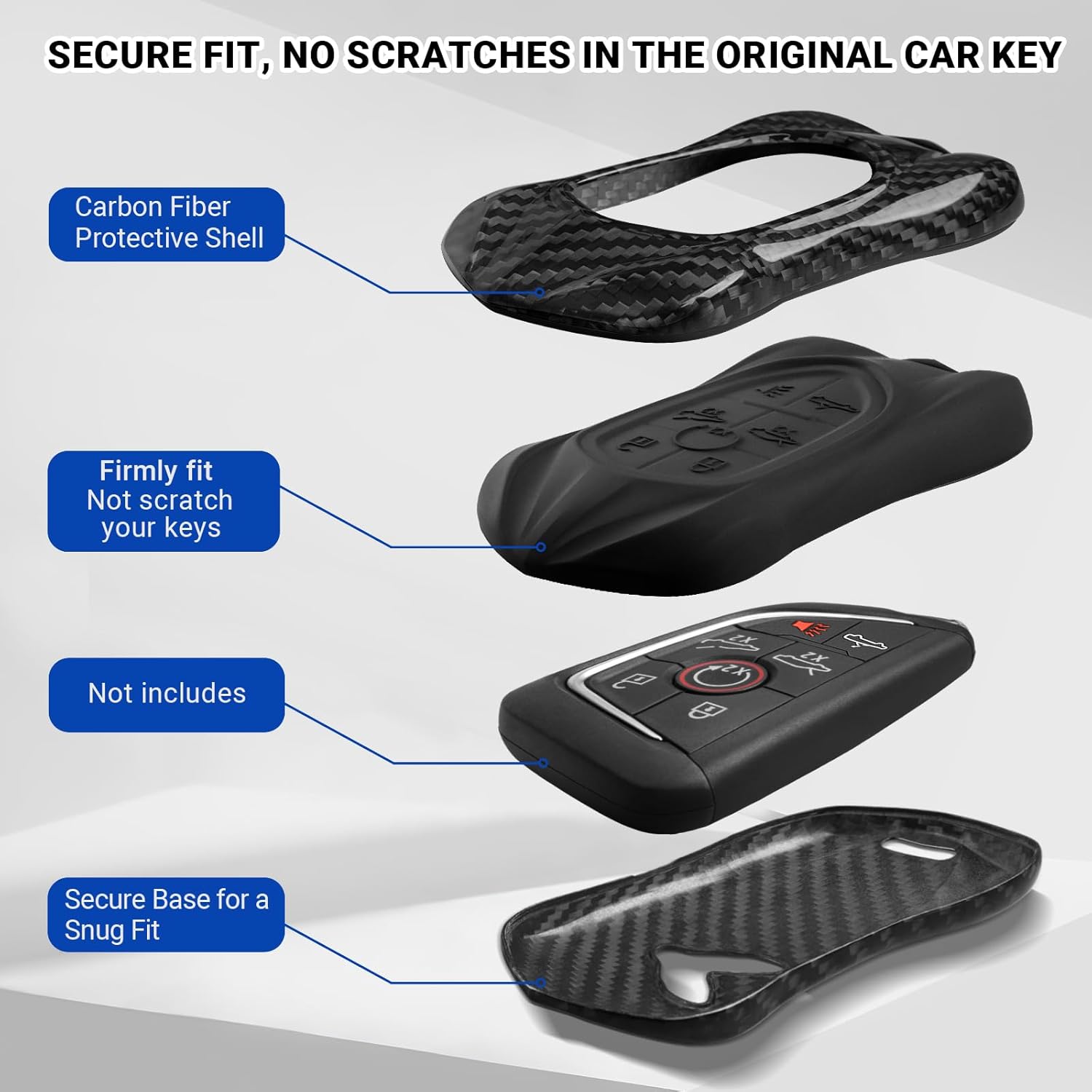 T-carbon Key Fob Cover Fits for Corvette C8 2020-2026 Key Fob Luxury Sports Car Inspired Design,Carbon Fiber Texture,Protective Key Case Compatible with Corvette C8 Z51 Z06 Smart Key(Black)